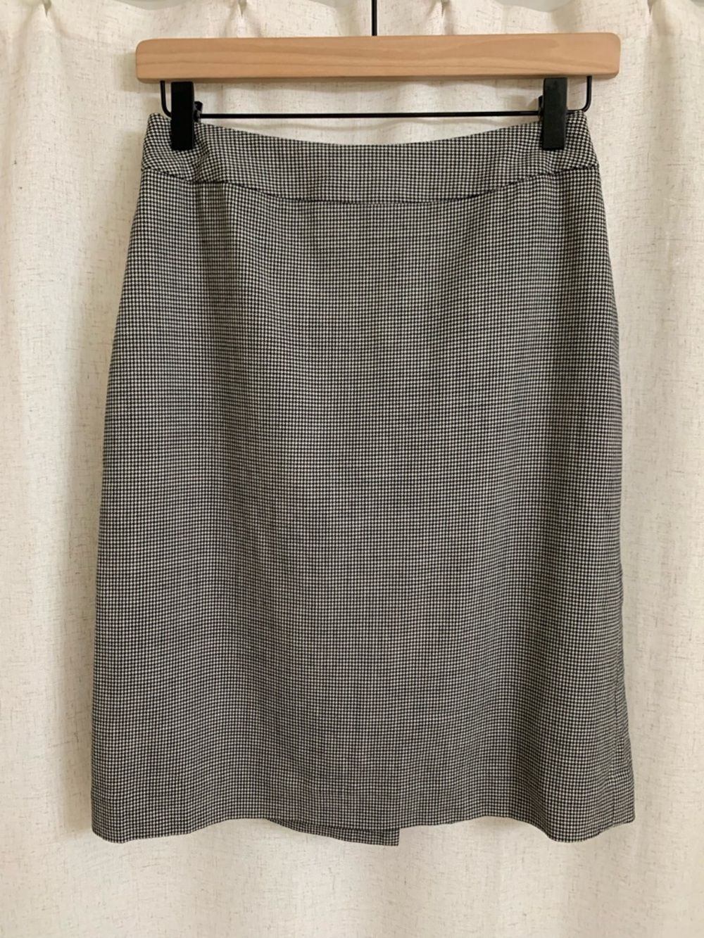 Kate Hill WoolMark Wool Rich Classic Black & White Houndstooth A-Line Skirt 4P